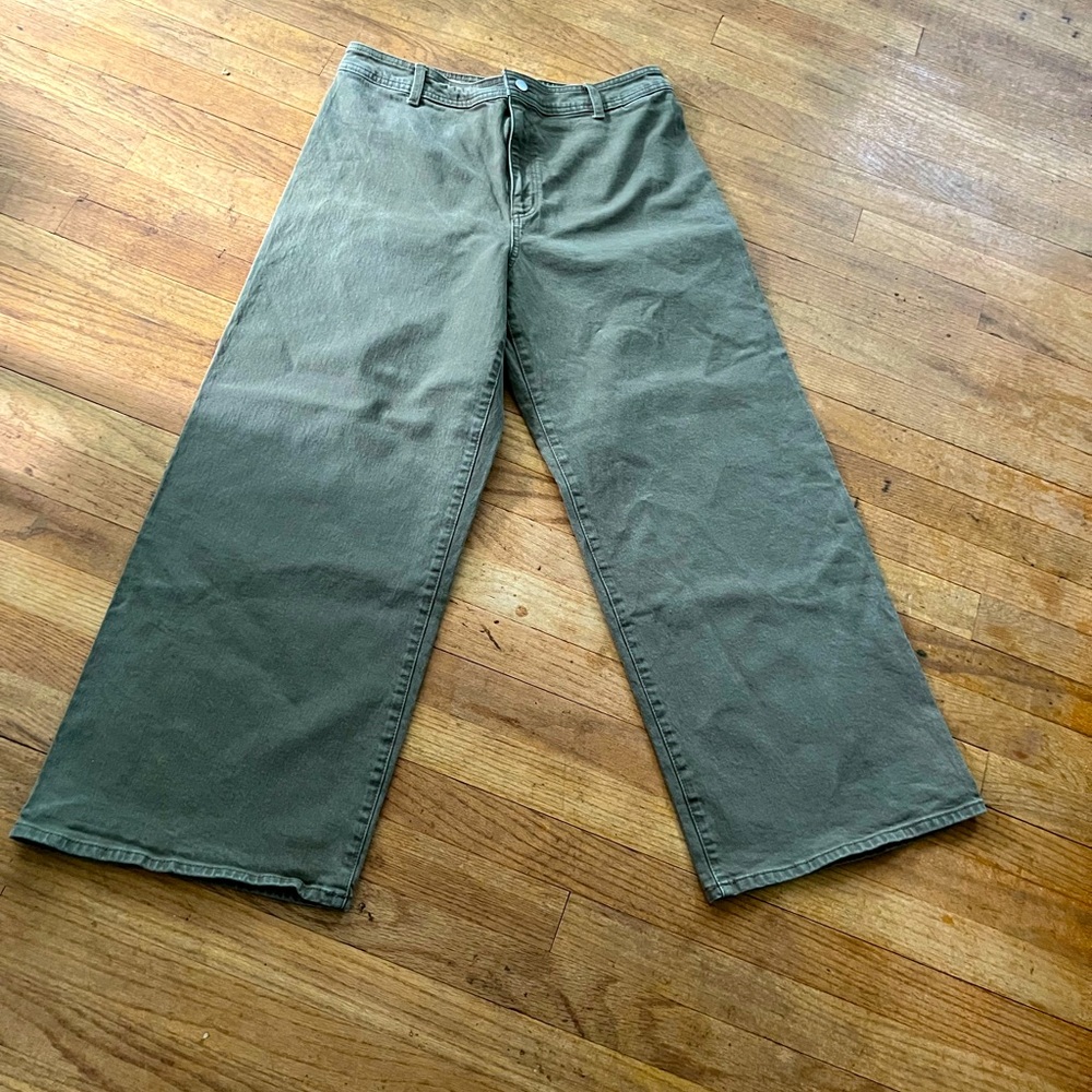 Universal Thread Size 12 Wide Leg Ankle Army Green Jeans Preowned